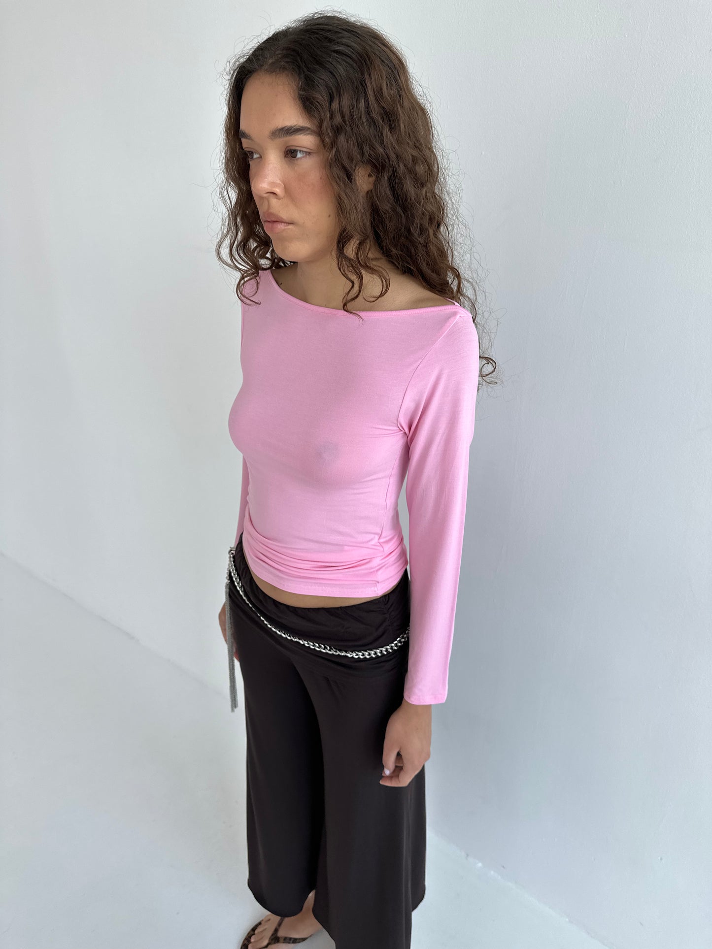Boat Neck Longsleeve Pink