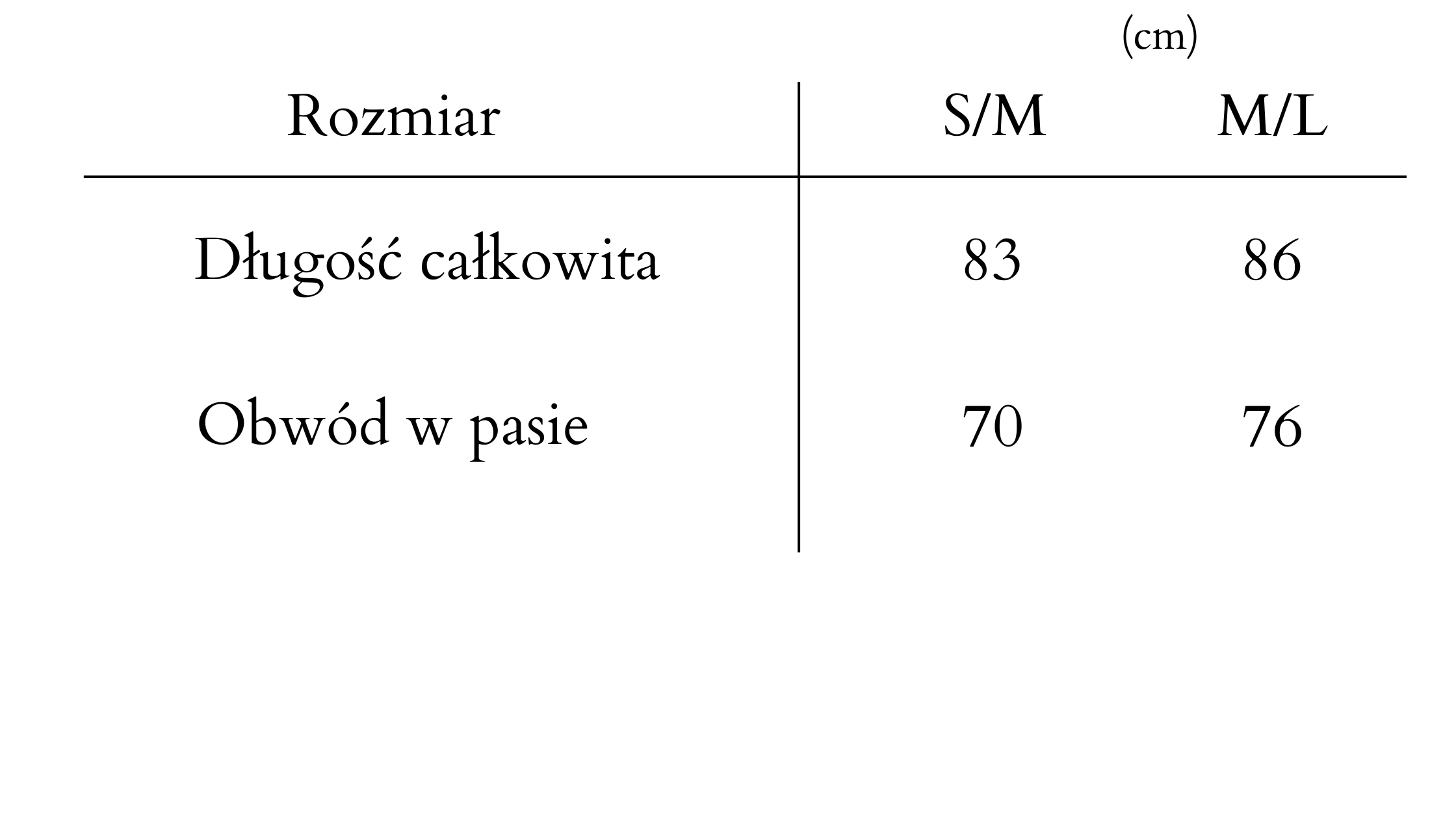 tabela rozmiarow