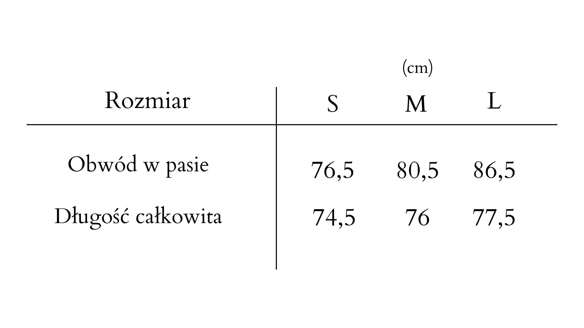 tabela rozmiarow