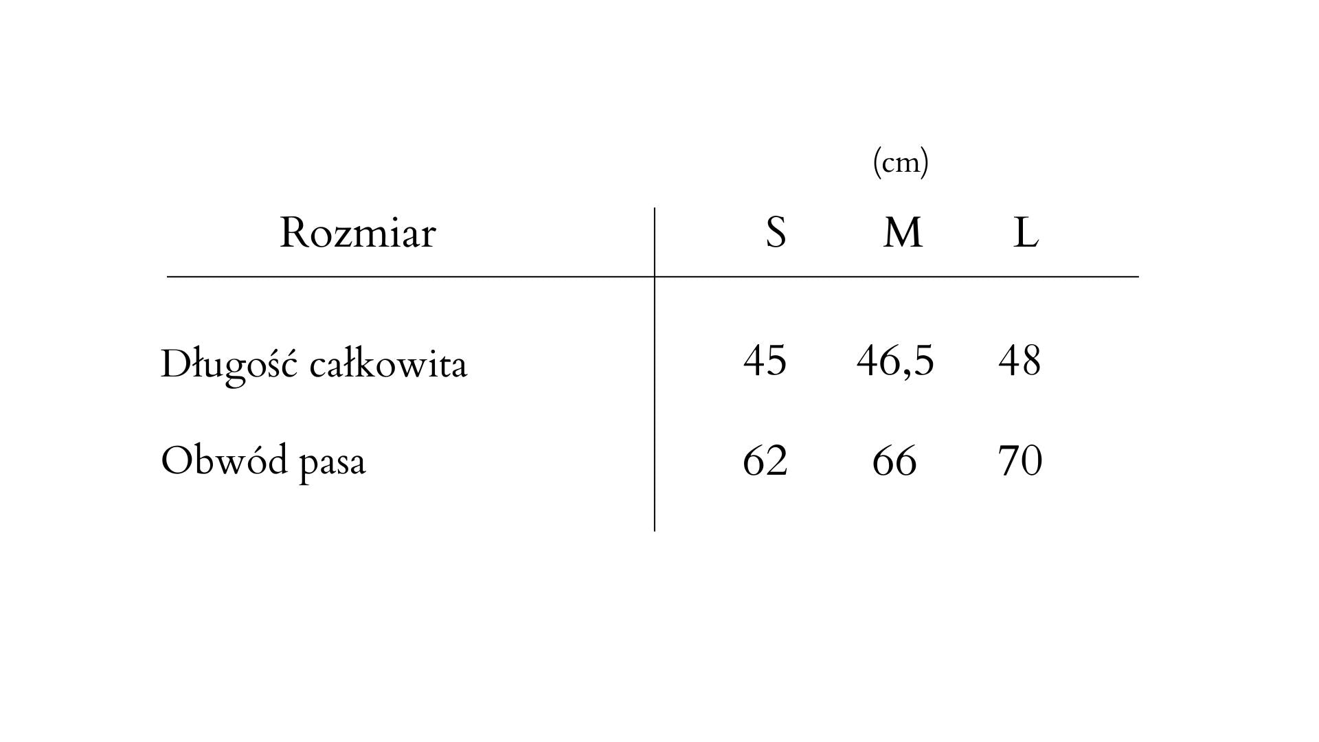 tabela rozmiarow