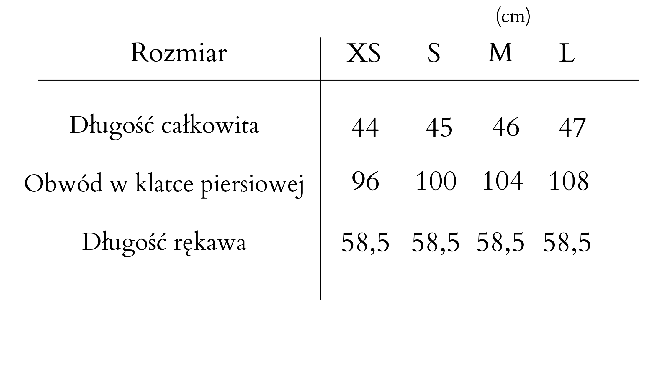 tabela rozmiarow