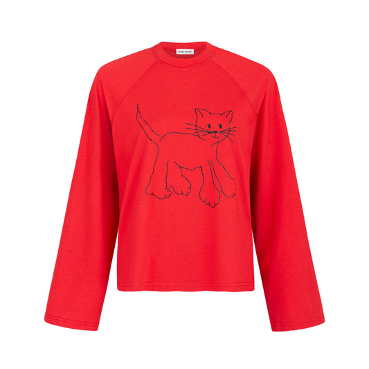 Longsleeve Cat Person red