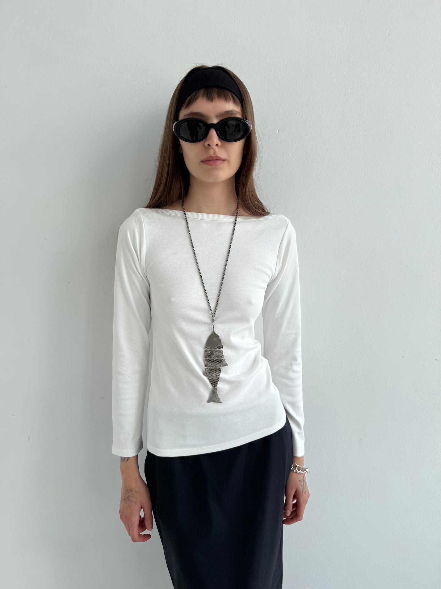 Boat Neck Longsleeve white
