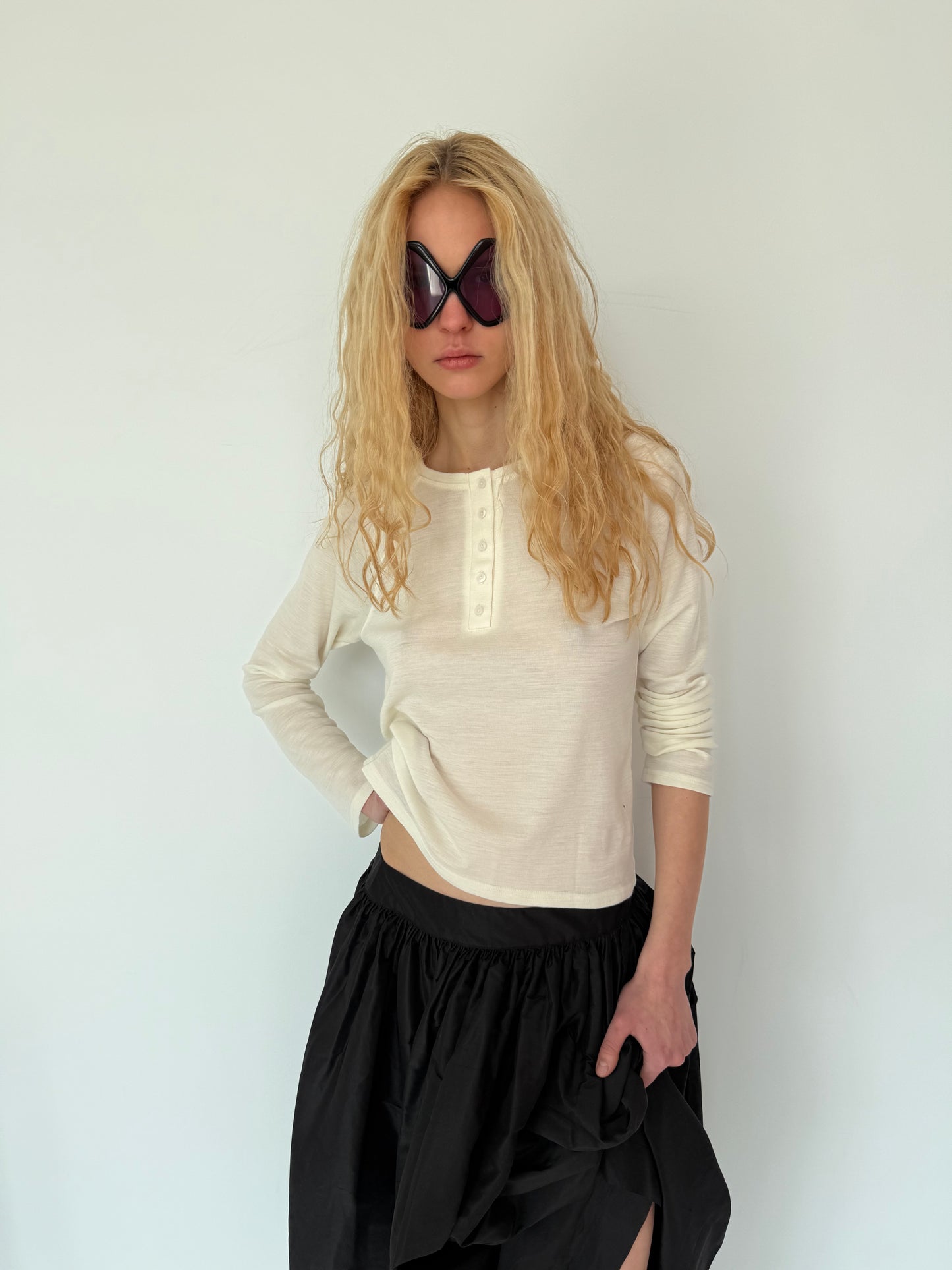 Raglan Longsleeve buttons cream