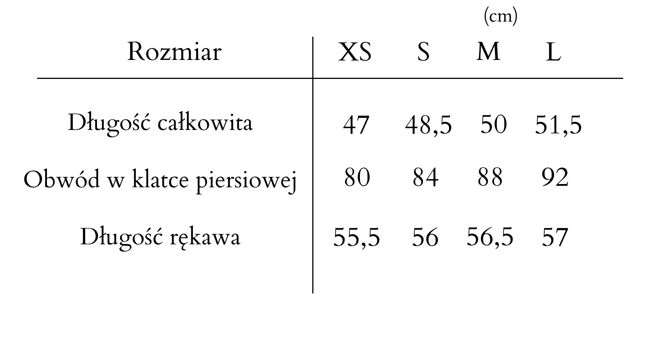 tabela rozmiarow