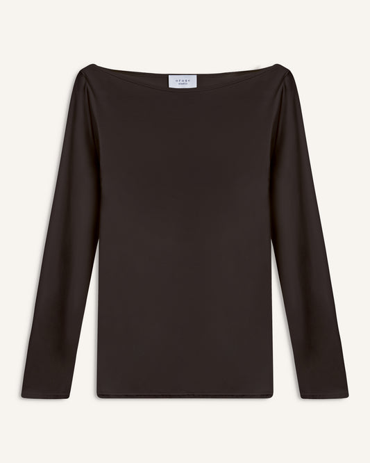 Boat Neck Longsleeve Brown