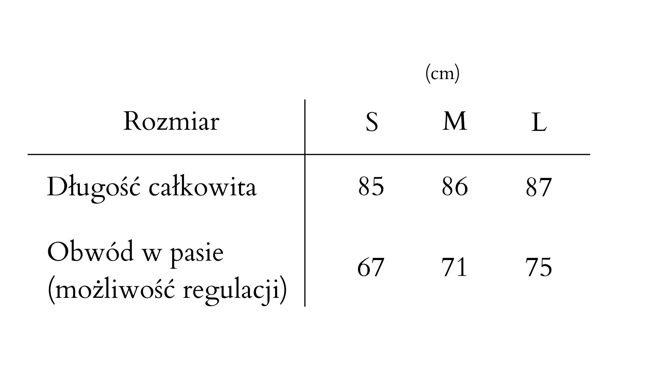 tabela rozmiarow